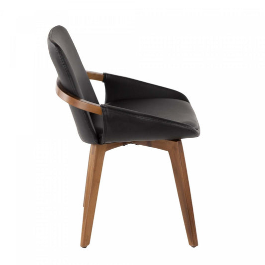 LumiSource Cosmo Faux Leather Mid-Century Dining Chair - Walnut/Black|Chaise de salle à manger de style du milieu du 20e siècle Cosmo en similicuir - noyer et noir