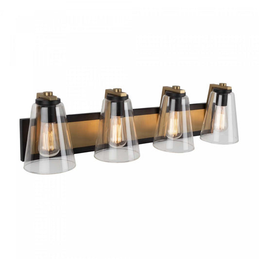 Treviso Black & Brass 3-Light Bathroom Vanity Light|Éclairage au-dessus du meuble-lavabo Treviso noir et laiton à 3 ampoules