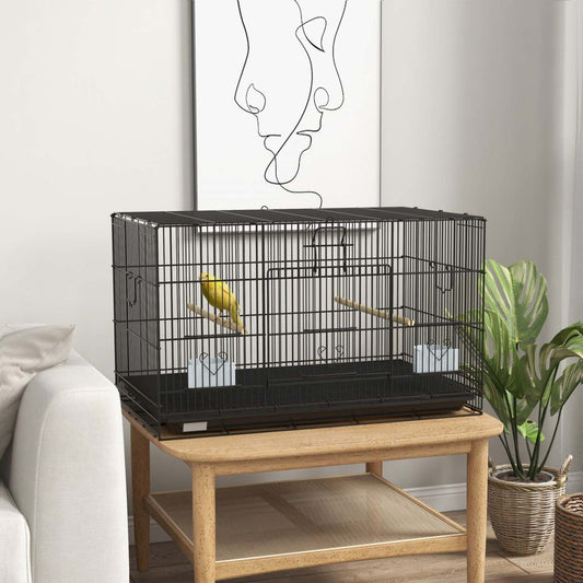 Pawhut 17,7 Cage A Oiseaux Pour Canaris, Pinsons, Cage A Perruches Avec Plateau Amovible, Panneau E