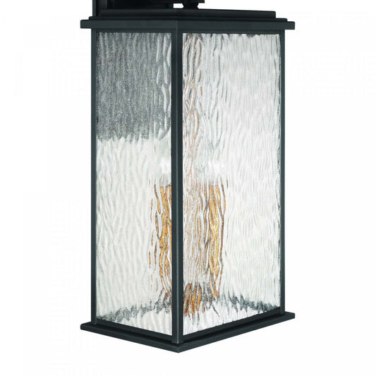 Applique murale extérieure Estate à 4 lumières, noir, laiton avec lampe en verre de pluie | Applique Murale D'extérieur Estate A 4 lampes, Noir Et Laiton Avec Verre A Gouttelettes