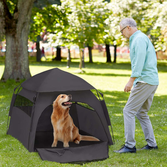 Pawhut Tente Pop Up Pour Chiens De Grande Taille Et Extra Larges, Tente De Parc Portable Pour Animaux De Compagnie Pour Plage, Jardin, H