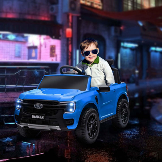 Qaba Ford Ranger 12v Avec Rangement Arrière, Voiture Électrique À Batterie Pour Enfants Avec Télécommande