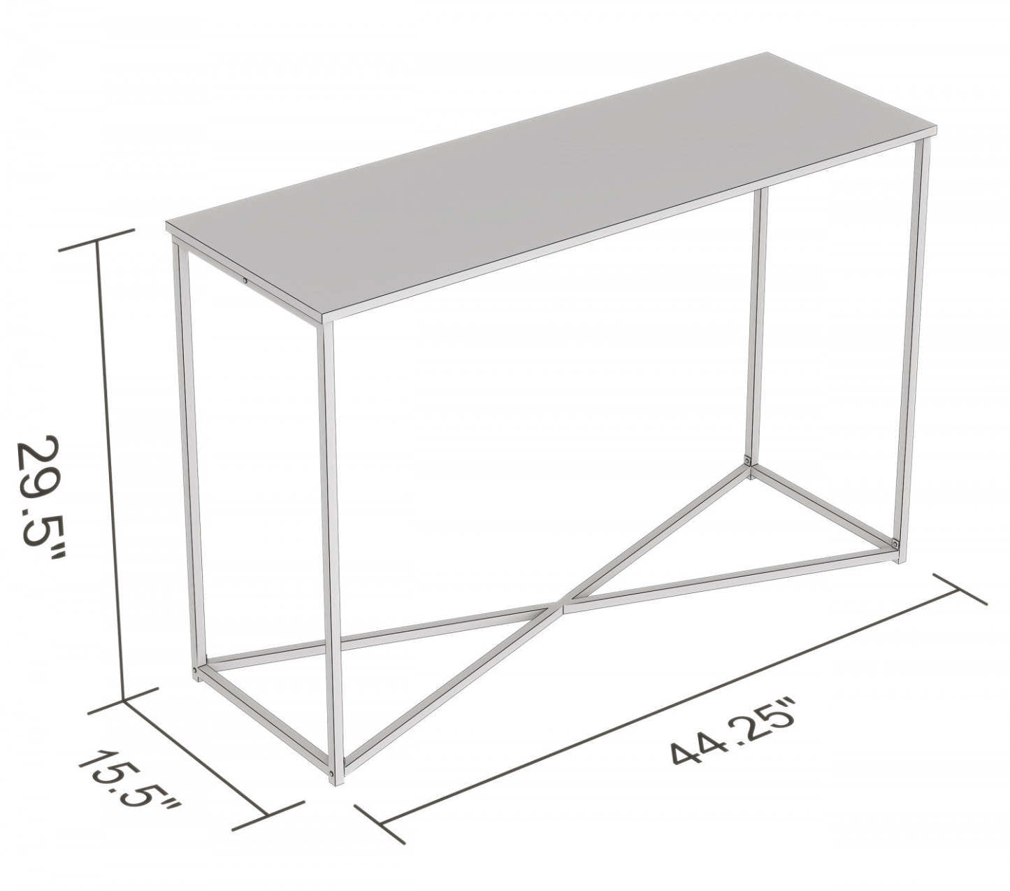 Table console 44" - Taupe foncé avec base en métal noir | Console de 44 po - taupe foncé avec base en métal noir