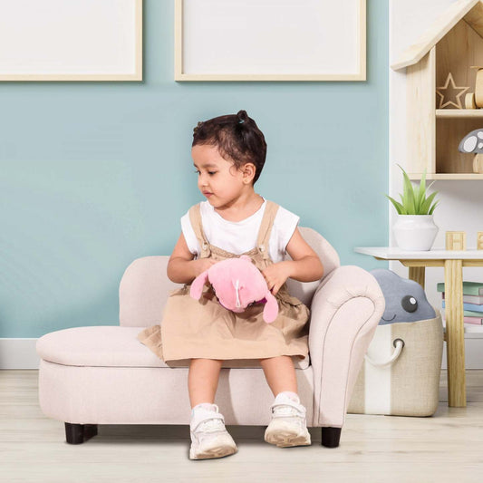 Qaba Fauteuil Enfant, Canapé pour Tout-Petit avec Compartiment de Rangement, Chaise Longue pour Enfants, Fauteuil avec Accoudoirs