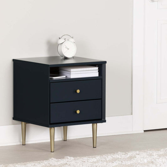 Dylane 2-Drawer Nightstand - Navy Blue|Table de nuit Dylane à 2 tiroirs - bleu marine