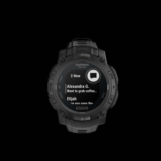 Garmin Instinct 3 45mm - Solaire Tactique, Noir, Gps, Lampe de Poche Led, Mil-std-810, 40j Batterie