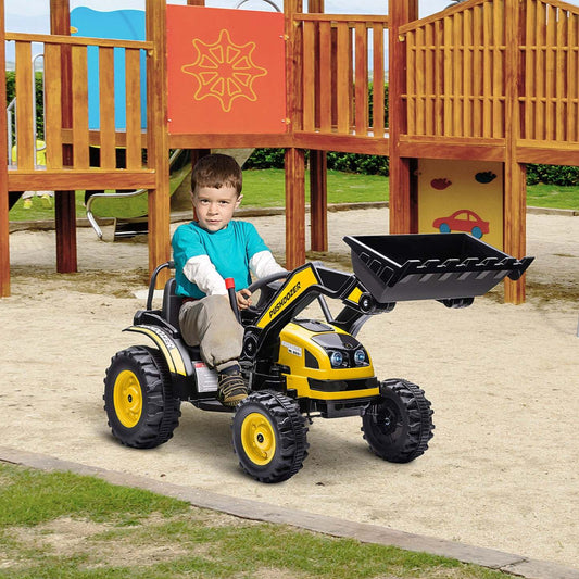 Aosom Kids Digger Powered Ride-On Excavator 6v Battery Powered Construction Tractor Music Phare |Aosom Bulldozer À Chevaucher Pour Enfants 6v Batterie Jouet Construction Musique Phare Avant Arrière