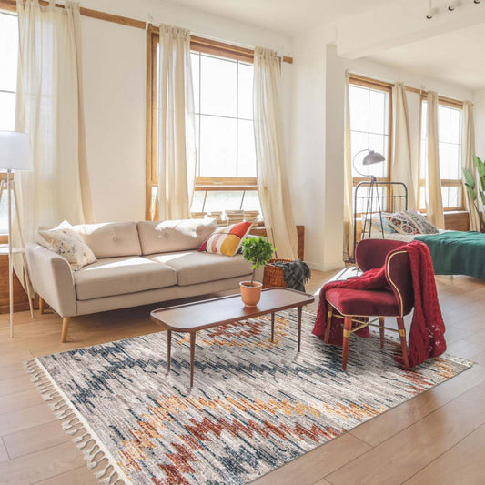 Vera Sun ivoire/bleu Tapis d'aire - 5'2 x 7'5| Tapis Vera Sun ivoirebleue - 5 pi 2 po x 7 pi 5 po|D86FQX4A