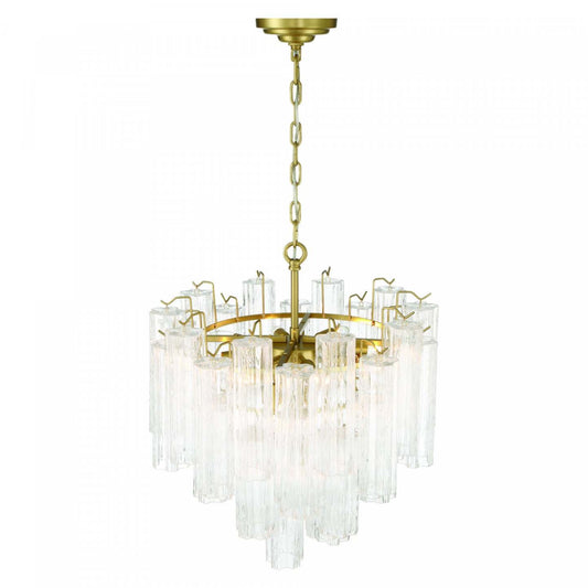 Lustre A 11 lampes Sophia, Laiton Et Verre De Style Tronchi