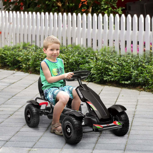 Aosom Kart à Pédales Pour Enfants, Voiture à Pédales Avec Seau réglable, Frein à Main, 4 Roues En Caoutchouc