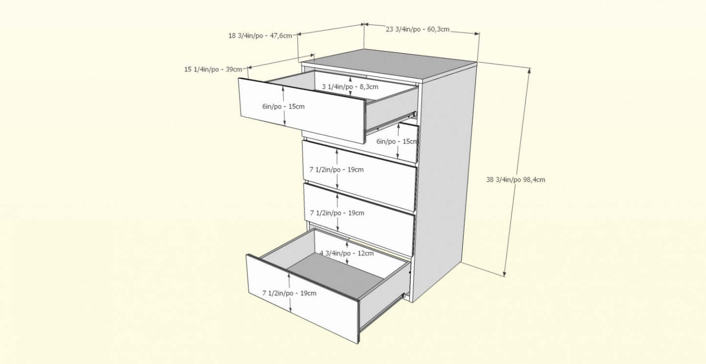 Commode à 5 tiroirs Nordika - Blanc | Commode verticale Nordika à 5 tiroirs - blanche | D08H2HAUT