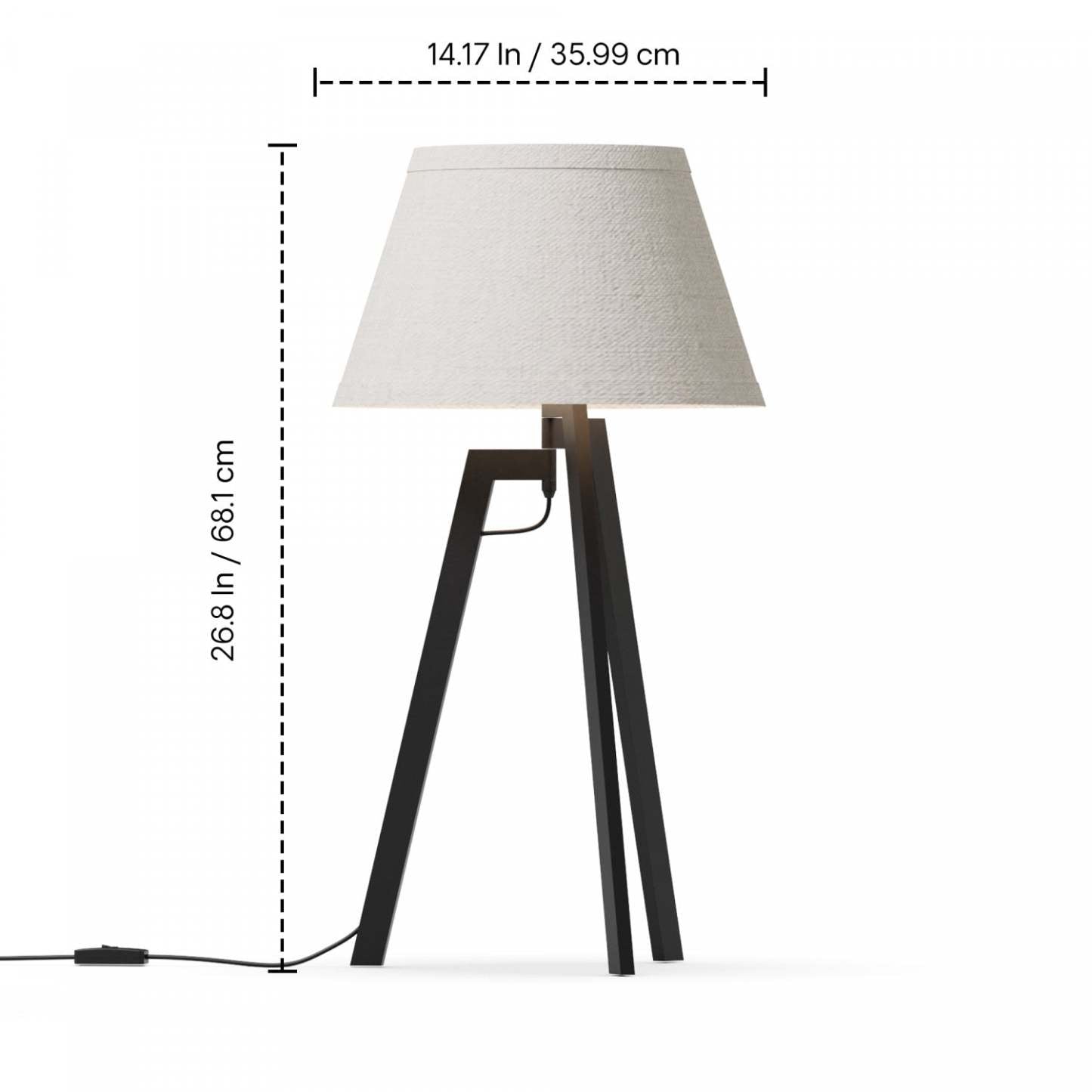 27 Lampe de table trépied architecturale noire avec abat-jour texturé | Lampe de table architecturale noire de 27 po à trépied avec abat-jour texturé