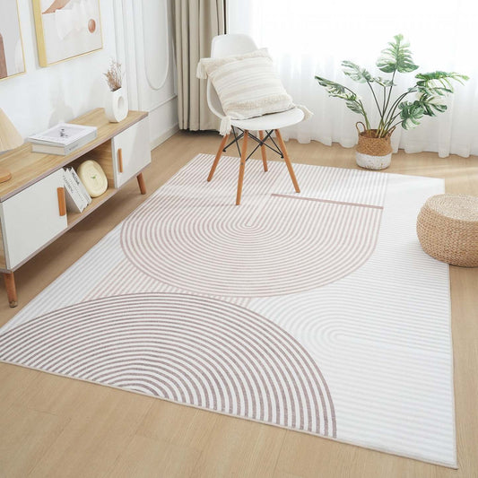 Aqua Circles Tapis Lavable Et Antidérapant À Poils Ras 5'x7' | Tapis lavable et antidérapant à poils courts Aqua Circles, 5'x7'