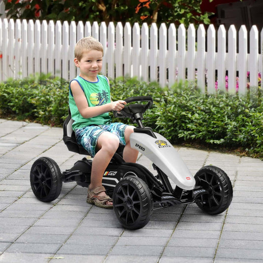 Aosom Kart à Pédales Pour Enfants, Voiture à Pédales Avec Essieu Pivotant, Siège réglable, Frein à Main