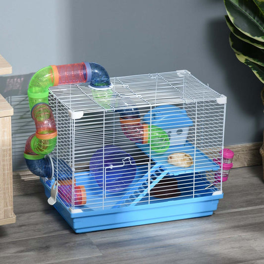 Pawhut 18 Grande Cage Pour Hamster, Maison Pour Petits Animaux, Refuge Pour Gerbilles À 2 Niveaux Avec Système De Tube De Tunnel