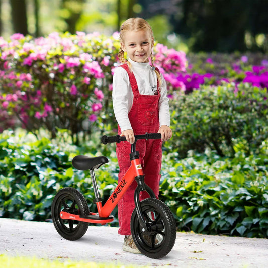 Qaba 12 Kids Balance Bike No Pedal Bicycle Adjustable Seat And Handlebar Training Toddler Bike 3 - |Qaba Draisienne Enfant 3-5 Ans Hauteur Selle Et Guidon Réglable Pneus 12 Eva Repose-pieds Antidérapant