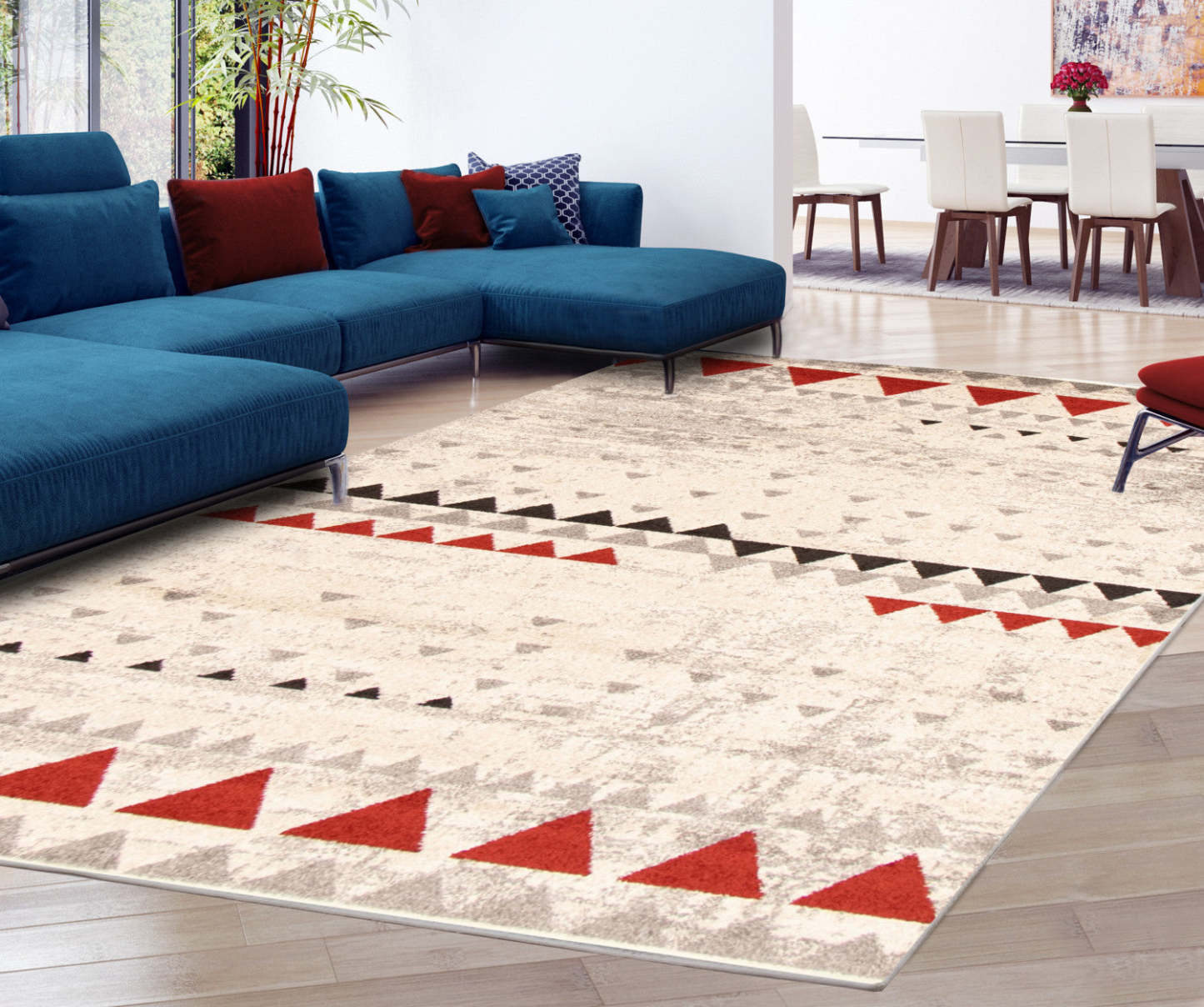 Tapis Raja Ivoire-Rouge - 7'10 x 10'2|Carpette Raja ivoire-rouge - 7 pi 10 pox 10 pi 2 po| D2A56QRI