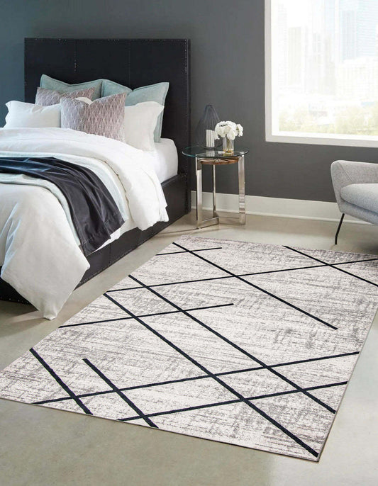 Tapis Damali ivoire/bleu lavable en machine - 3'0 x 5'0|Carpette Damali ivoire et bleue lavable à la machine - 3 pi 0 po x 5 pi 0 po|D86FFQBJ