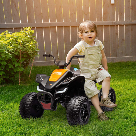 Aosom Mclaren Mcl 35 Liveries Licensed 12v Kids Atv Quad, 4 Wheeler Battery Powered Ride-On Electric|Aosom Quad Pour Enfant Mclaren Mcl 35 Sous Licence 12 V, Véhicule Électrique À 4 Roues Avec Démarrage