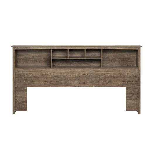 King Bookcase Headboard - Drifted Grey|Tête de lit bibliothèque pour très grand lit - gris délavé