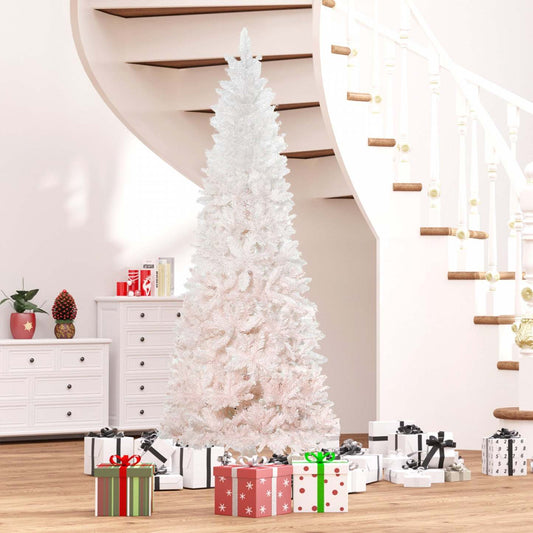 Homcom Sapin de Noël Artificiel de 7 Pieds avec Base en Métal Rose et Blanc|Homcom Sapin de Noël Artificiel en Forme de Crayon 616 Branches