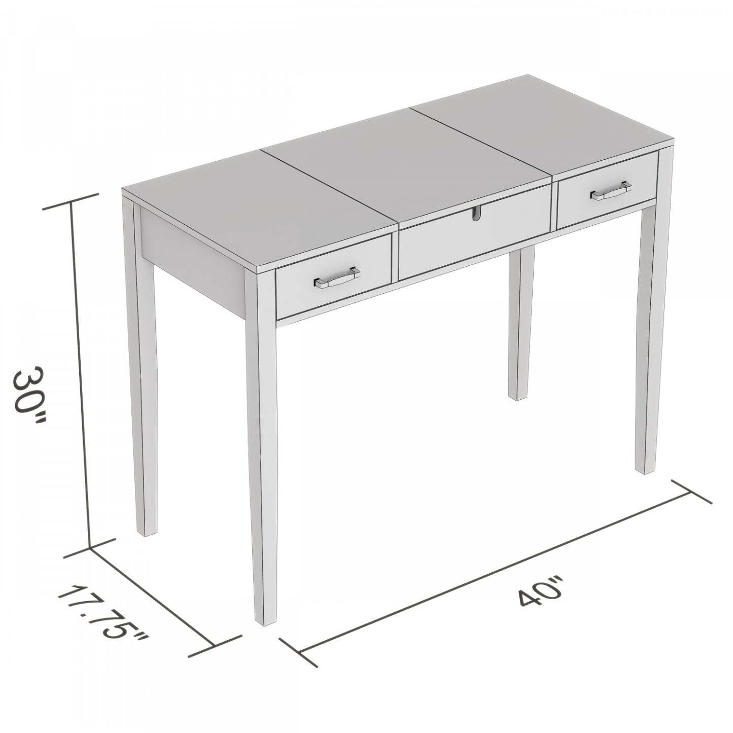 Table console 40" avec 2 tiroirs et 1 miroir rabattable - Blanc | Console de 40 po avec 2 tiroirs et 1 miroir rabattable - blanche