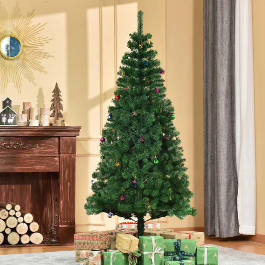 Homcom Sapin de Noël Artificiel de 6 pieds avec Ornement de Décoration et 624 Branches|Homcom Sapin de Noël Artificiel de 1,8 m avec Ornement de Décoration et 624 Branches