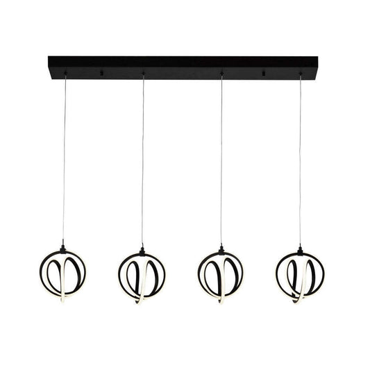 Lustre Rose 4 Lumières LED Noir|Lustre Rose noir à 4 ampoules à DEL|D06HHJJJ