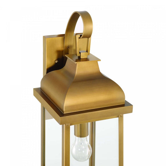 Madrid 1 Light Outdoor Wall Sconce 23.4, Weathered Brass Lamp | Applique Murale D’exterieur Madrid A 1 lampe De 23,4 po, Laiton Vieilli
