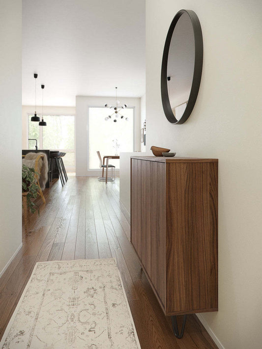 Armoire d'appoint mince à 2 portes Nordika - Noyer | Armoire décorative mince Slim Nordika à 2 portes - noyer | D08HGTJH