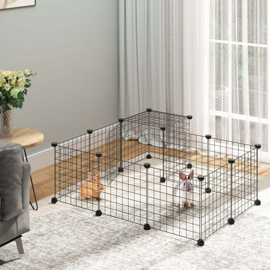 Pawhut Petite Cage Pour Animaux Cage Pour Lapin Avec Porte, Parc Pour Cochon D'inde, Clôture Pour Petit Animal Pour Lapin, Ch|Pawhut Enclos Modulable Clôture Pour Petits Animaux Cage Pour Lapin Cochon D'inde Diy Avec 2 Portes