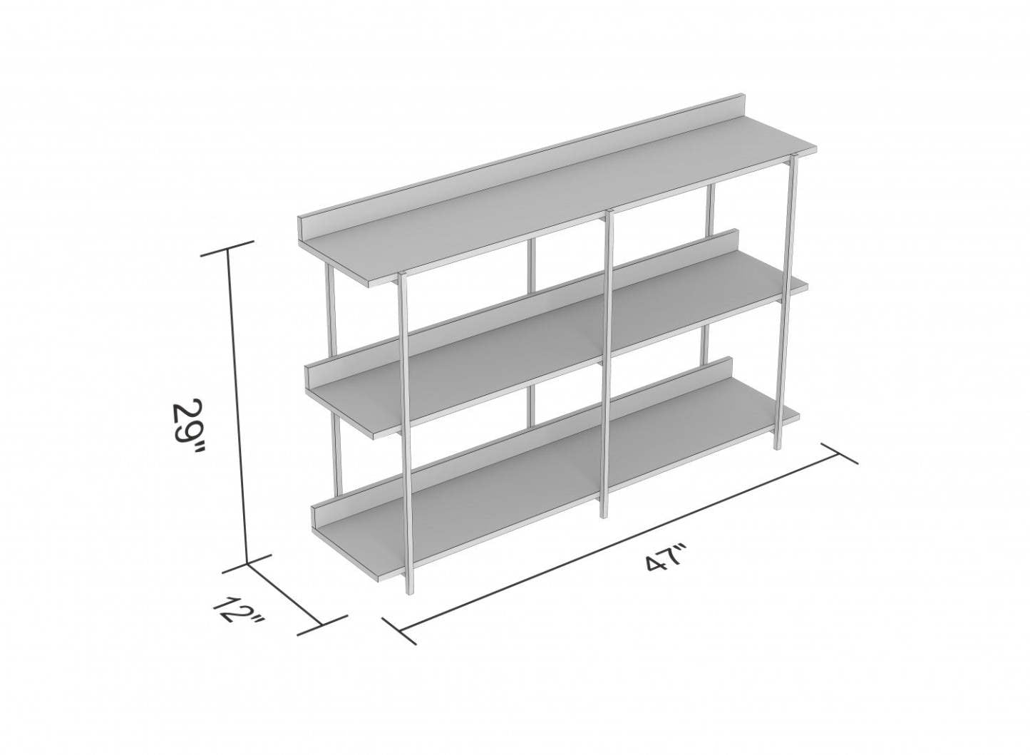 Console de 34 po de qualité supérieure avec 2 tablettes - bois recyclé brun avec métal noir