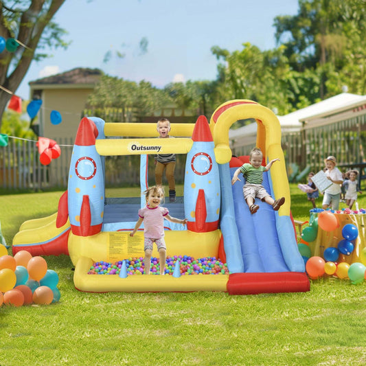 Outsunny Château Gonflable Pour Enfants Toboggan Aquatique Gonflable, 4 En 1 Maison Gonflable Avec 450w Ai|Outsunny Bouncy Castles Piscine D'eau De Trampoline Gonflable Maison De Saut Pour Enfants 3 En 1 Ave