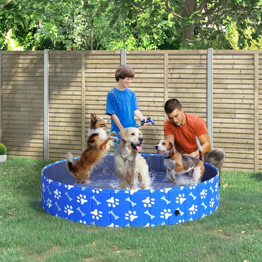 Pawhut Piscine Pliable pour Chien Piscine Portable Pet Kiddie, Piscine Extérieure/Intérieure pour Chiens avec Antidérapant