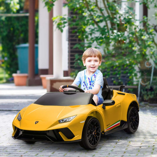 Qaba Voiture Electrique 12v Pour Enfants, Lamborghini Huracan Sous Licence, Voiture Pour Enfants Avec Télécommande