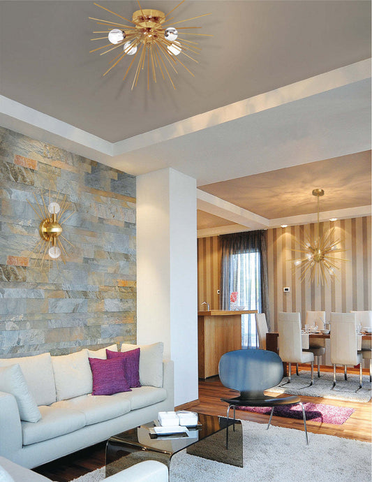 Dainolite Vega 4 Light Flush Mount Aged Brass/vintage Bronze Finish Lamp|Plafonnier affleuré Vega de Dainolite avec finition laiton vieilli et bronze vintage et 4 ampoules