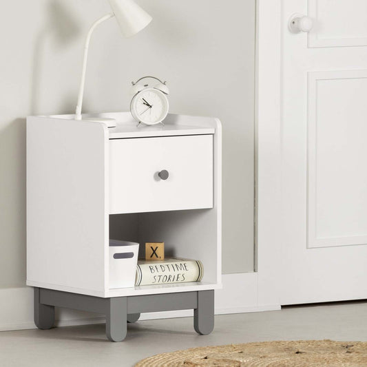 Bebble Nightstand - Soft Grey/White|Table de nuit Bebble - gris clair et blanc