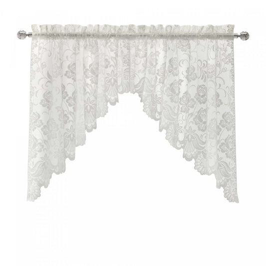 Habitat Limoges White Sheer Rod Pocket Swag Valance Set - 72 x 32|Ensemble de cantonnière festonnée transparente passe-tringle Limoges blanc d'Habitat - 72 x 32