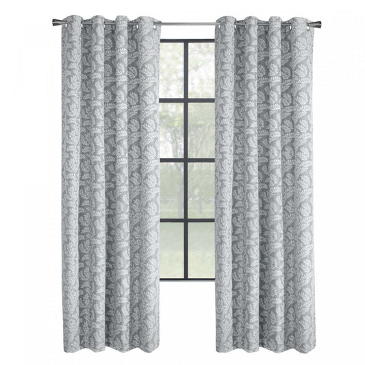 Thermaplus Patricia Silver Blackout Grommet Curtain Panel - 52 x 95|Panneau de rideau coupe-lumière à œillets Patricia argenté de Thermaplus - 52 x 95