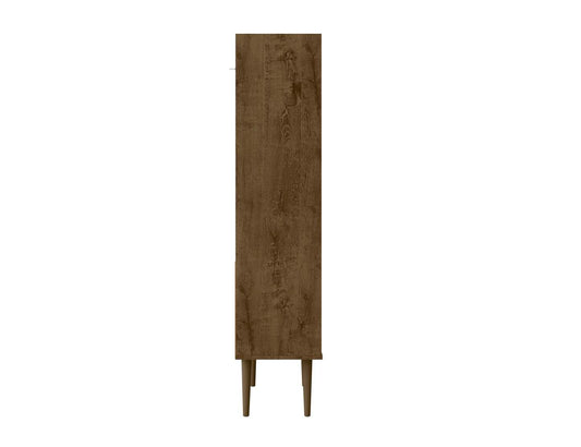Manhattan Comfort Bogart 62.6 Mid-Century Modern Bookcase - Rustic Brown & Natural|Bibliothèque Bogart de Manhattan Comfort de 62,6 po de style moderne du milieu du 20e siècle - brun rustique et naturel