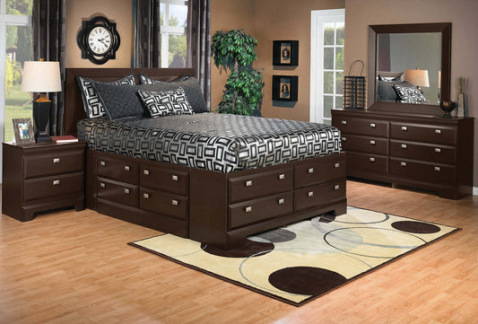 Ensemble de chambre à coucher avec rangement queen Yorkdale 6 pièces avec 2 tables de nuit|Ensemble de chambre à coucher Yorkdale 6 pièces avec lit queen de rangement et 2 tables de nuit