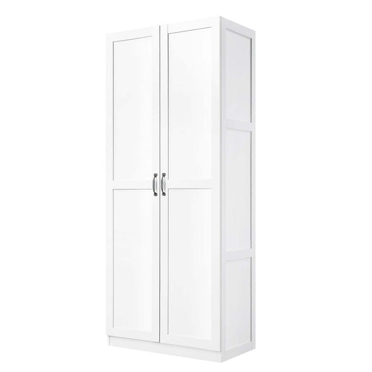 Manhattan Comfort Hopkins Modern Freestanding Storage Closet with 7 Shelves - White|Armoire de rangement autoportante moderne Hopkins de Manhattan Comfort avec 7 tablettes - grise