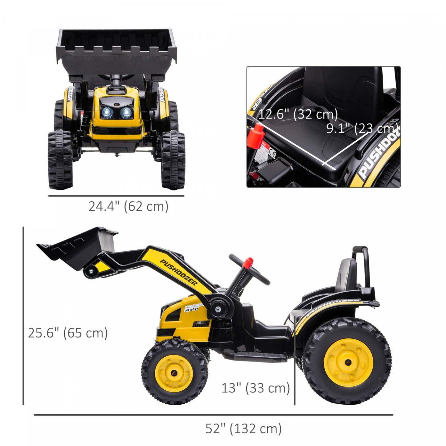 Aosom Kids Digger Powered Ride-On Excavator 6v Battery Powered Construction Tractor Music Phare |Aosom Bulldozer À Chevaucher Pour Enfants 6v Batterie Jouet Construction Musique Phare Avant Arrière