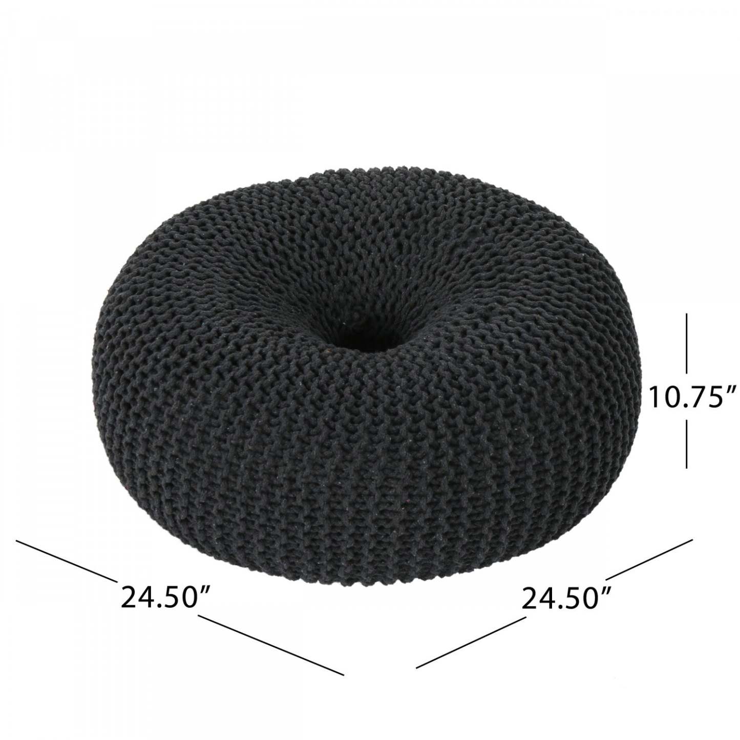 Pouf Rembourré Murphy, 100 % Coton - Noir | Murphy Upholstered Pouf,100% Cotton - Black