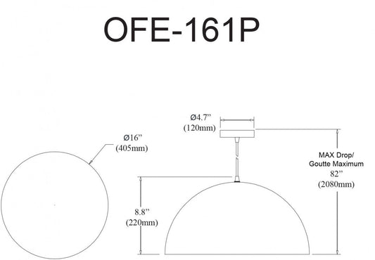 Dainolite Ofelia 1 Light Pendant Small Grey Lamp|Petit luminaire suspendu Ofelia de Dainolite avec finition grise et 1 ampoule