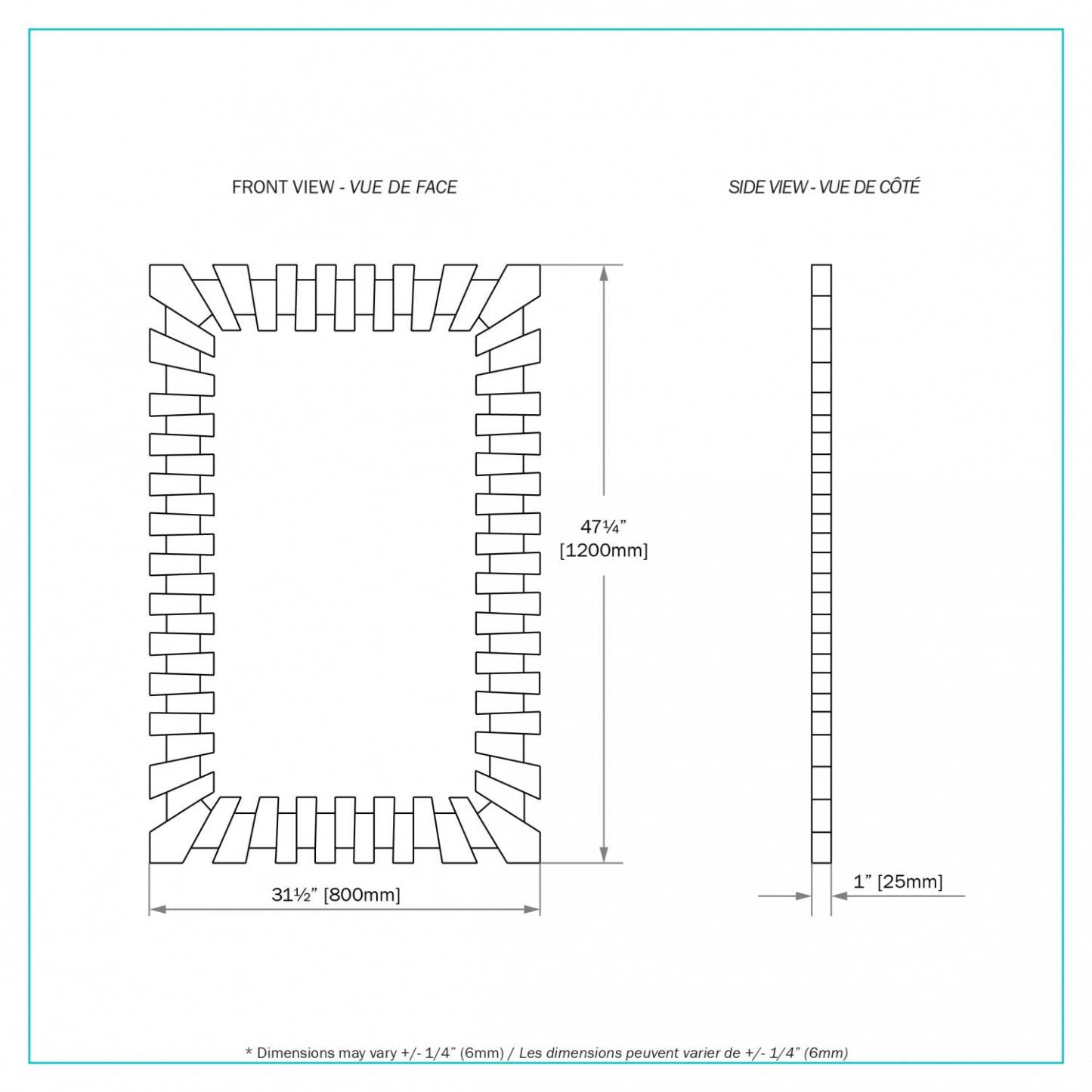 Penn Silver 47.24 Mirror|Miroir Penn de 47,24 po argenté