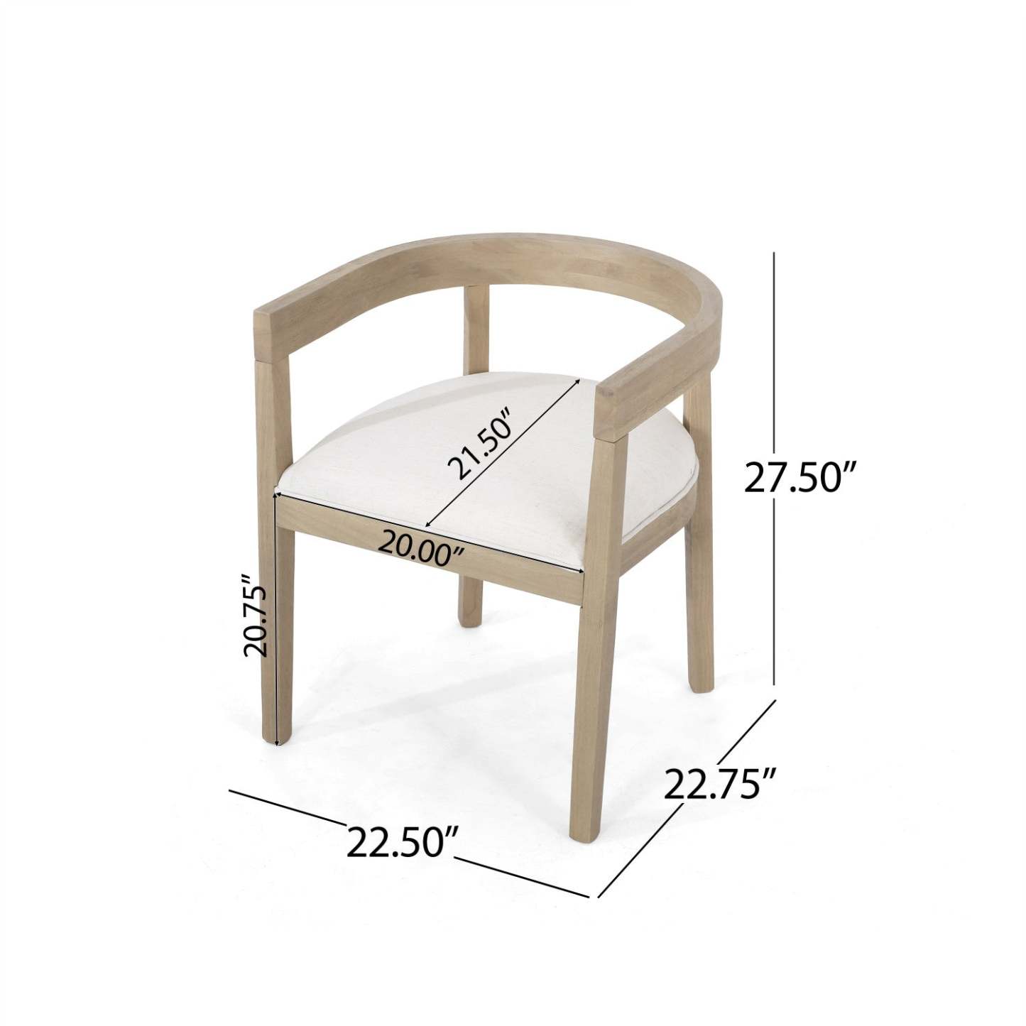 Ensemble de 2 fauteuils de salle à manger Tina avec tissu d'ameublement, style à dossier ouvert - Beige | Ensemble De 2 Fauteuils De Salle À Manger Tina Avec Revêtement En Tissu, Dossier Ouvert - Beige