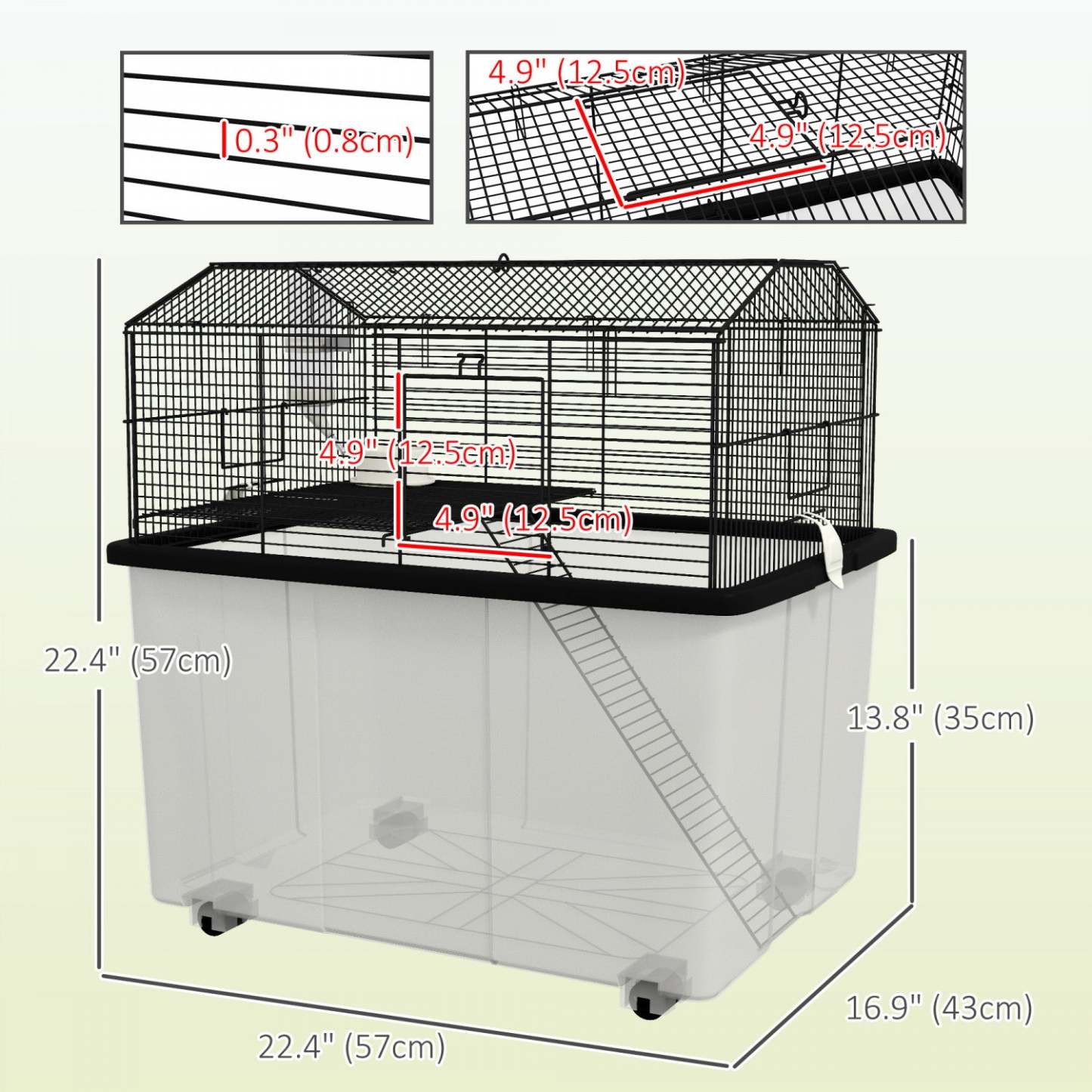 Pawhut Cage Pour Hamster Avec Accessoires, Cage A Rat, Gerbille, Habitat Pour Hamster Nain Avec Fond