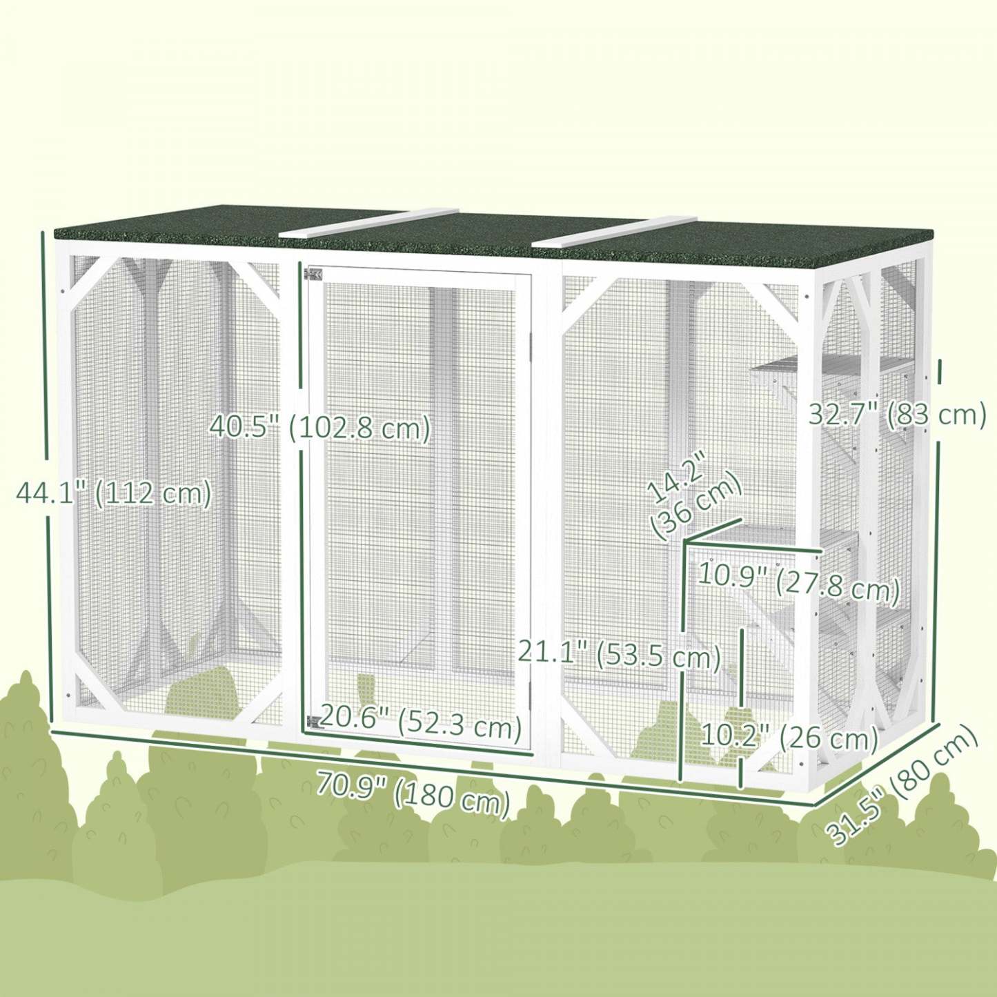 Pawhut Cage Pour Chat D'intérieur Et D'extérieur Pour Chat, Clapier Pour Lapin, Chaton, Niche Avec T