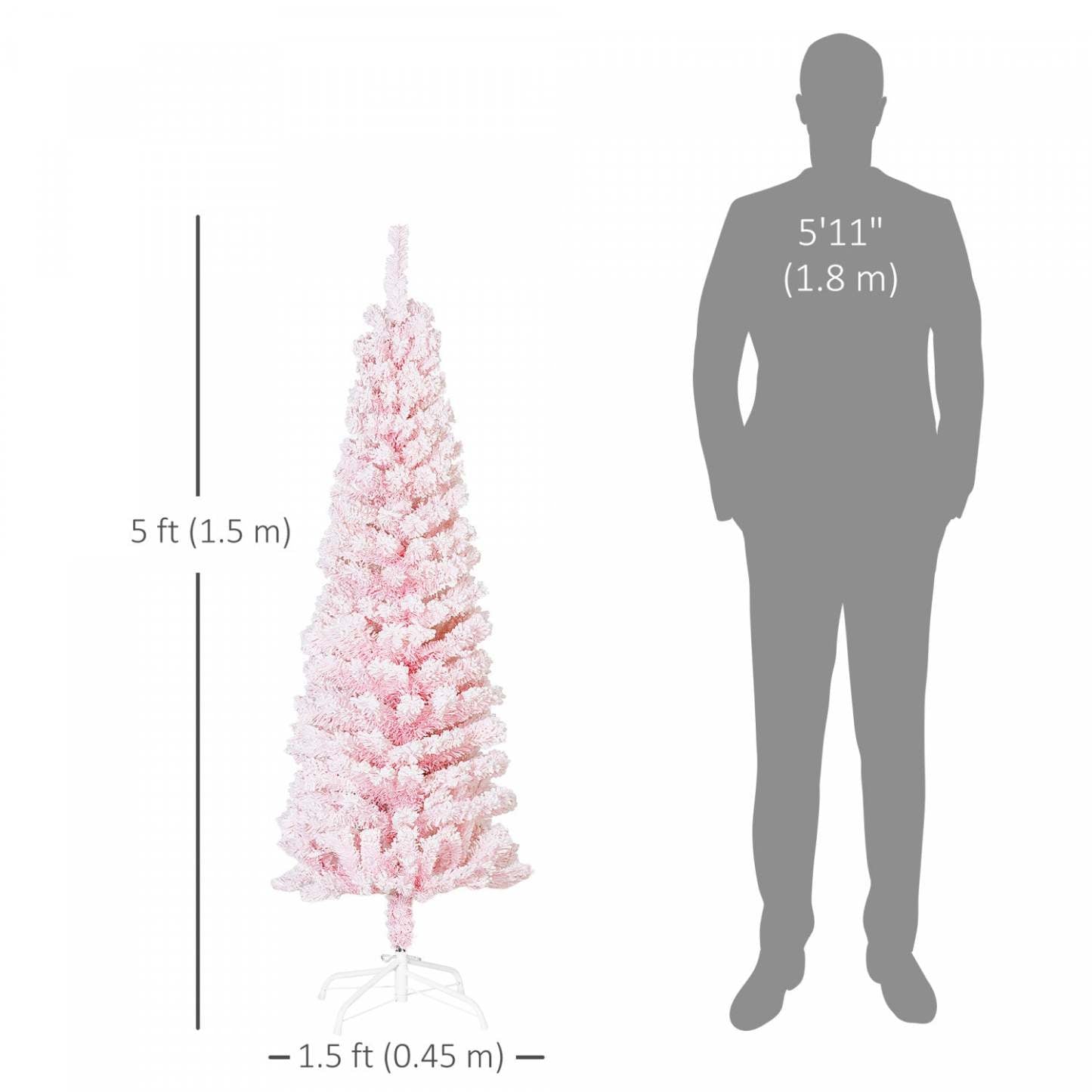 Homcom Arbre De Noël Artificiel Fin Floqué De Neige Artificielle 5pi
